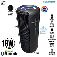 Caixa de Som Bluetooth RGB K450X Kimaster - Preto Cinza